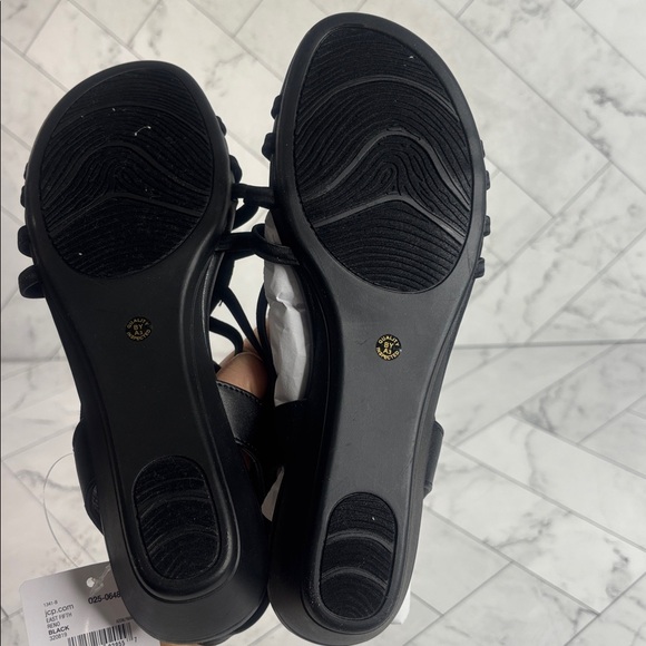 NWT East 5th Womens Reno Black Textile Slingback Strap Wedge Sandals Size 8M - Picture 6 of 9